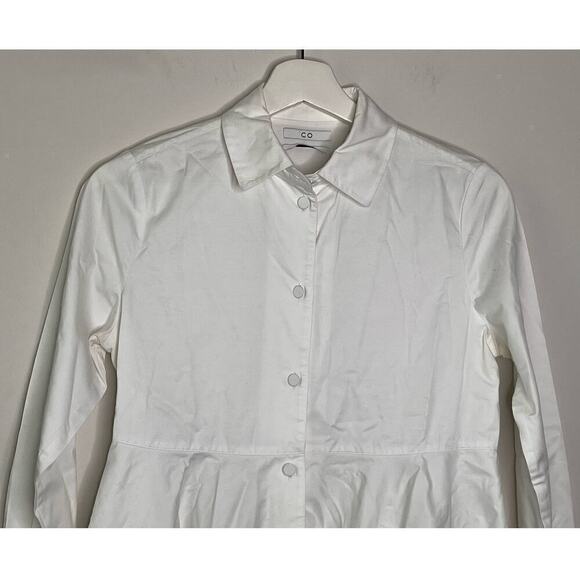 Co Essentials Cotton Peplum Button Down Shirt  White Lagenlook Womens Size XS - Picture 4 of 15
